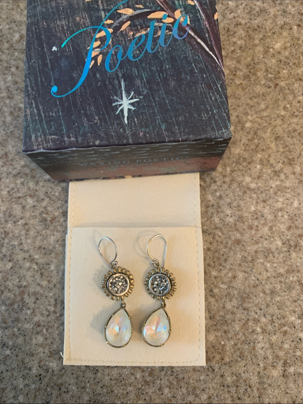 Waxing Poetic White Opal Teardrop Dangle Earrings